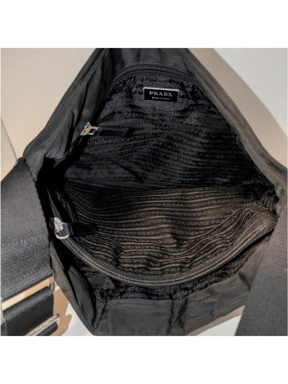 Prada Nylon Shoulder Bag Crossbody Black Triangle Logo - Picture 7 of 9